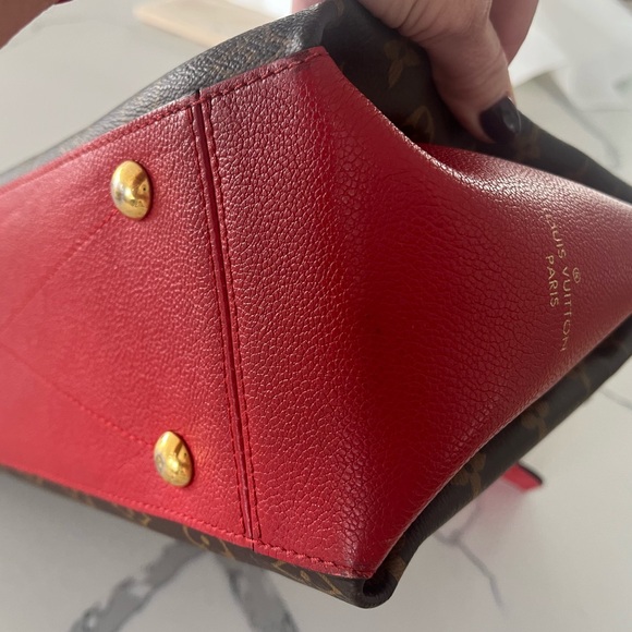 Louis Vuitton Surene MM Monogram Brown Coated Canvas & Cerise (Red) Leather Tote - Picture 12 of 17